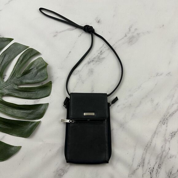 Nine West Vintage Y2k Leather Mini Bag Purse Black Small Zipper Pockets - Picture 1 of 6